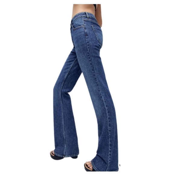 Zara Denim - Zara High Rise Flare Full Length Blue Denim Jean Size 6